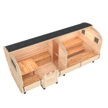 Preview: Fasssauna / Gartensauna / Banja / Quadro 5,0 m mit Vorraum